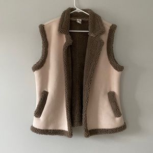 Anthropologie Shearling Suede Neutral Vest